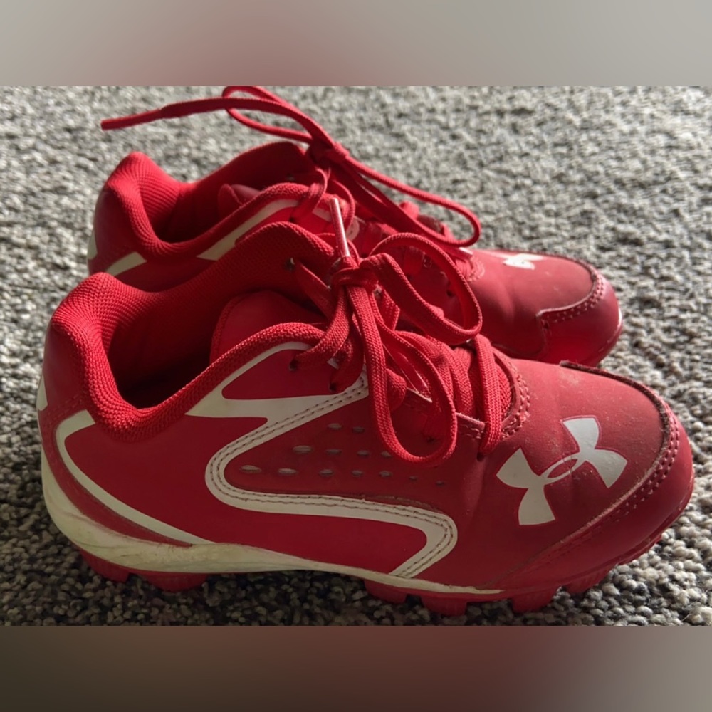 Boys Baseball Cleats, Under Armour, Red, Size 11